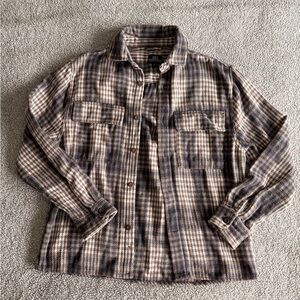 Blue and brown patterned flannel jacket